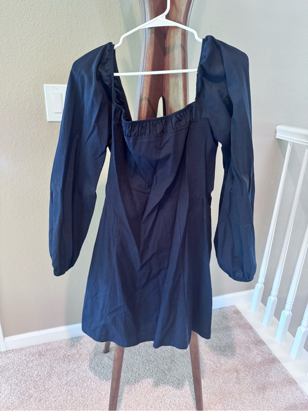 Free People Black Long-Sleeve Mini Dress
